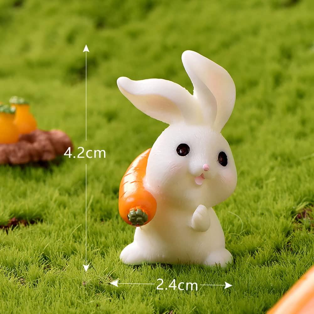 12 Pcs Cute Animal Rabbit Figure Toys Cake Topper, Miniature Rabbit Figurines Collection Playset Fairy Tale Garden Decoration Christmas Birthday Gift