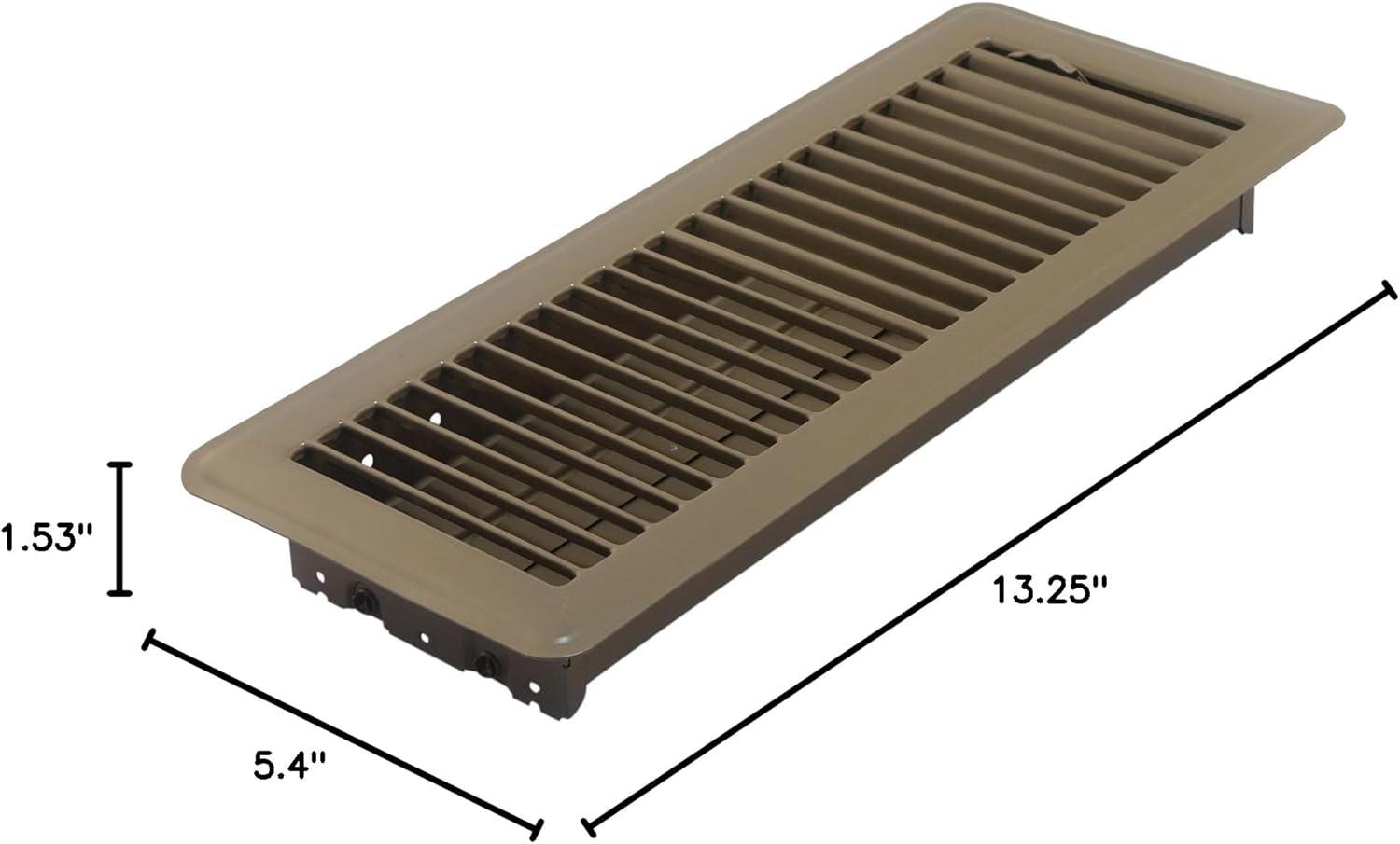 Brown and White Steel Louvered Floor Register, 4 x 12 Inch