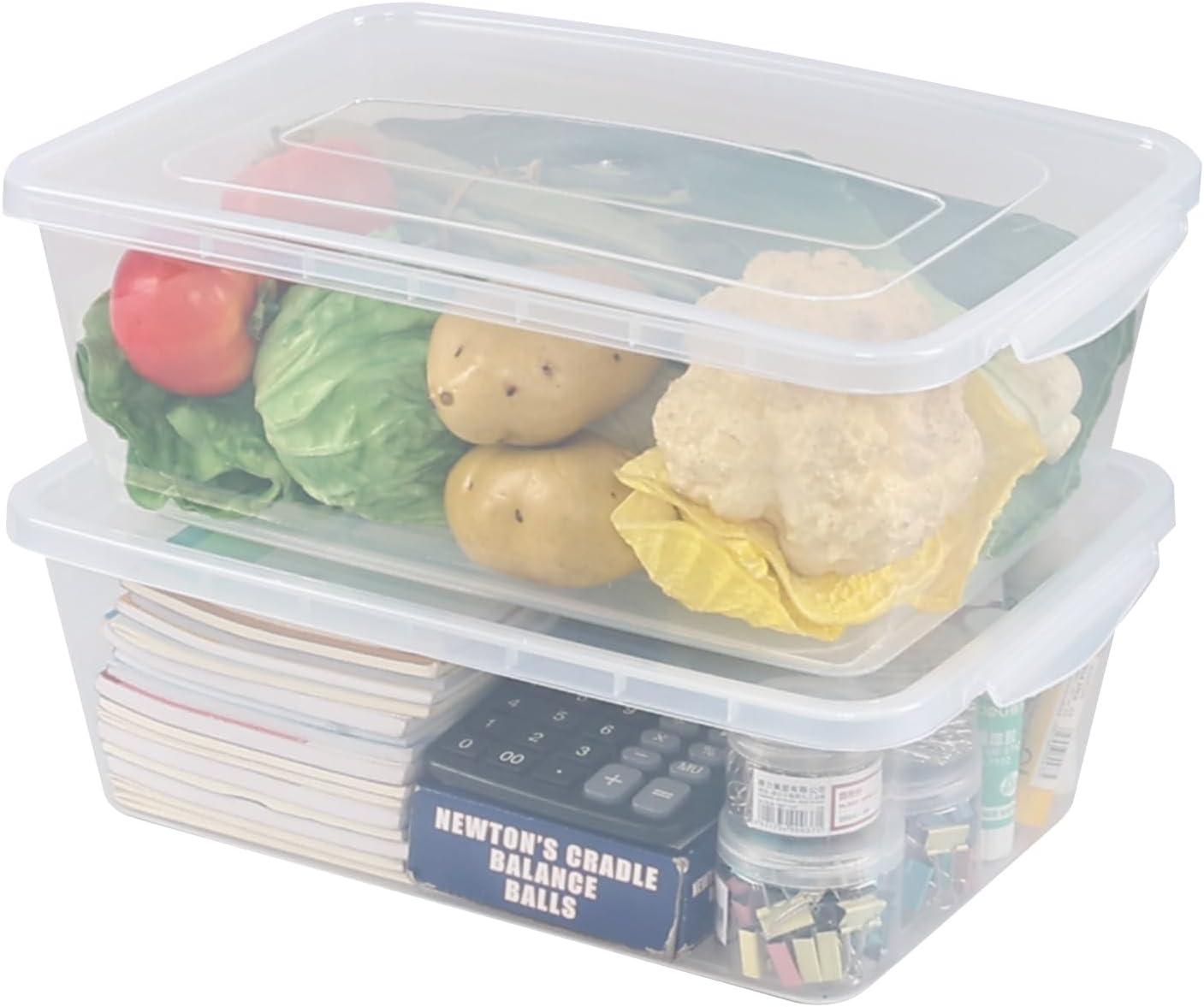 Clear Stackable Plastic Storage Boxes with Lids, 16 Quart, 2-Pack