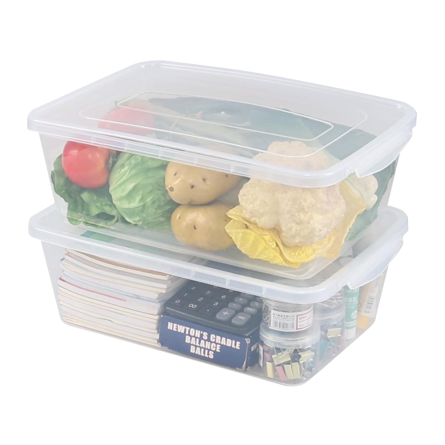 Zopnny 2-Pack Plastic Containers Box with Latching Lid, Stackable Nestable Storage Bins, Clear Pizza Dough Proofing Box, 16 Quart