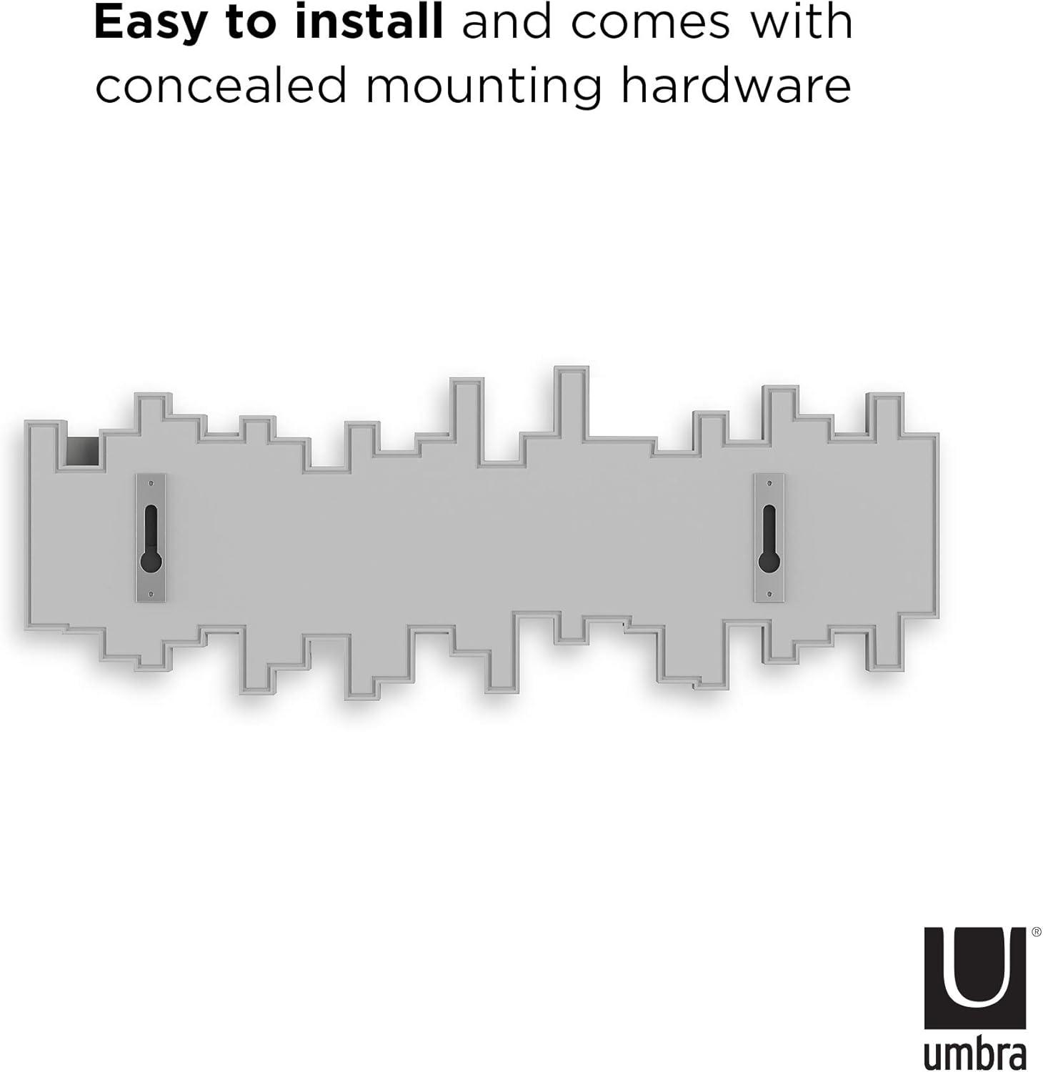 Umbra Sticks Multi Hook Gray: 5 Decorative Picket Hooks, ABS Material, 25 lb Capacity, 19.38" Length, 7.13" Width