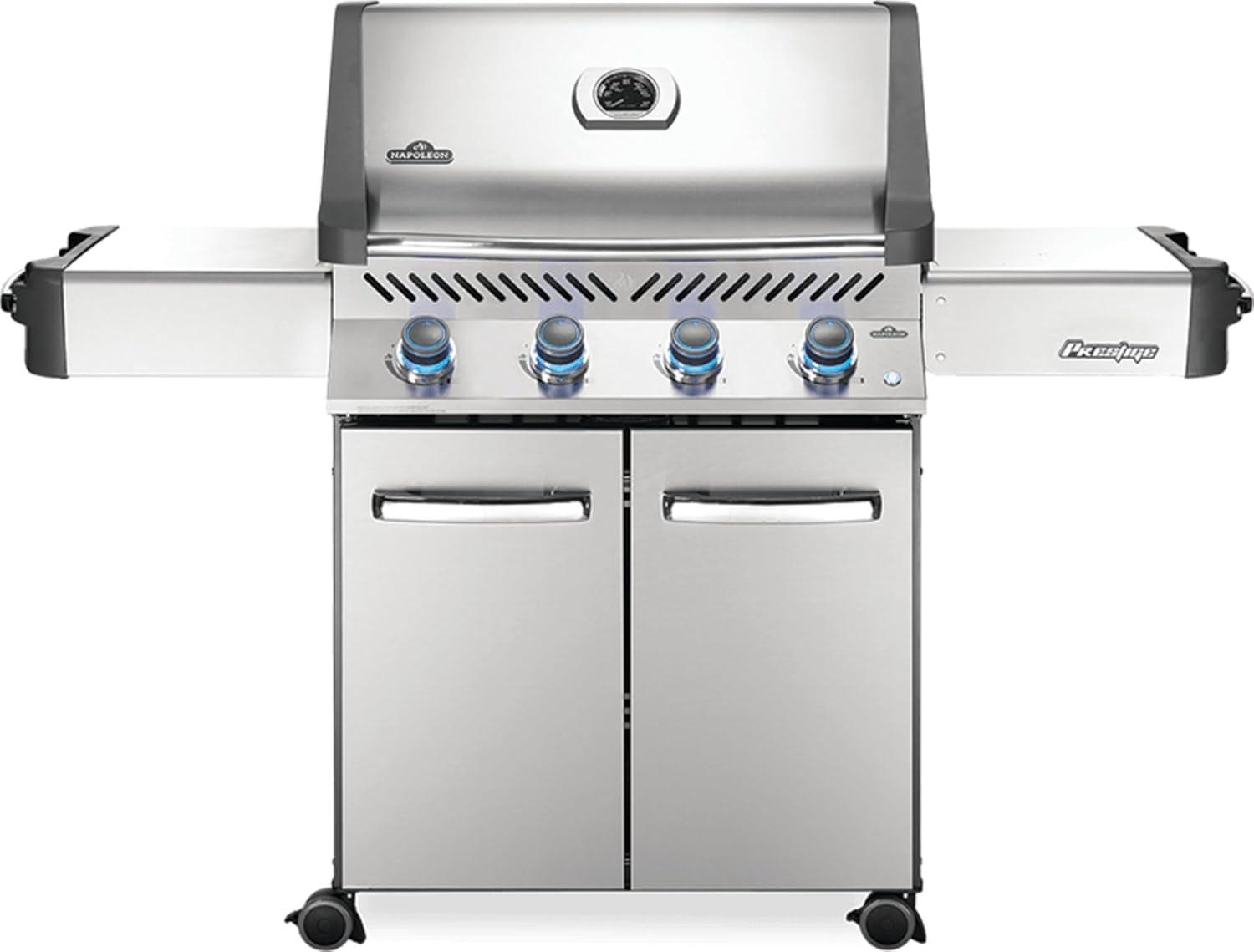 Stainless Steel Propane Gas Grill with Side Burner and Smoker