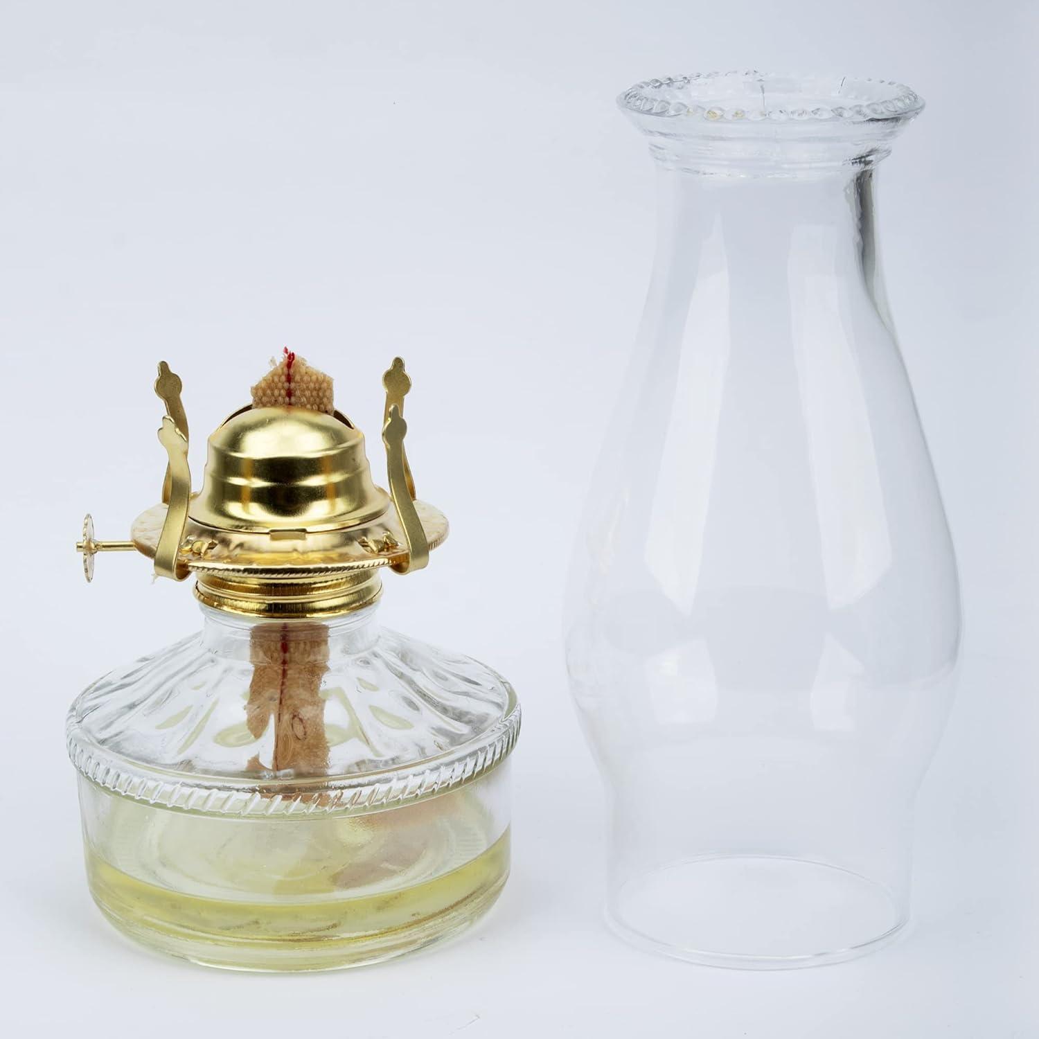 Oil Lamp Chimney Hurricane Lamp Glass Replacement Clear 3 Inch Base for Kerosene Lamp Shade(Flat Style 1P)