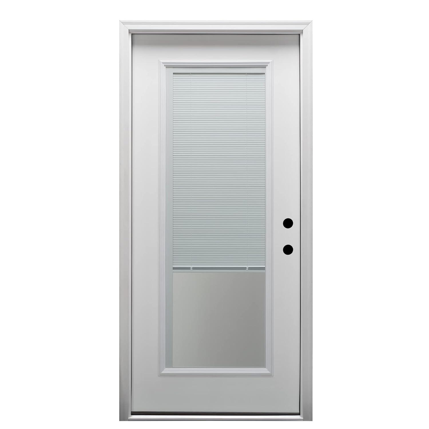 National Door Company EMJ686BLPR26R Steel Primed, Right Hand In-swing, Prehung Door, Full Lite, 30" x 80"