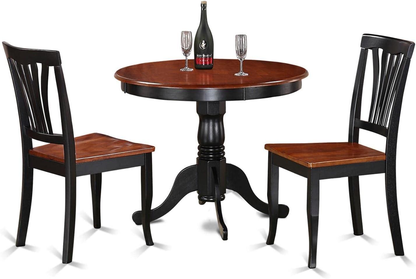 East West Furniture Antique 3-piece Wood Dining Set in Black/Cherry