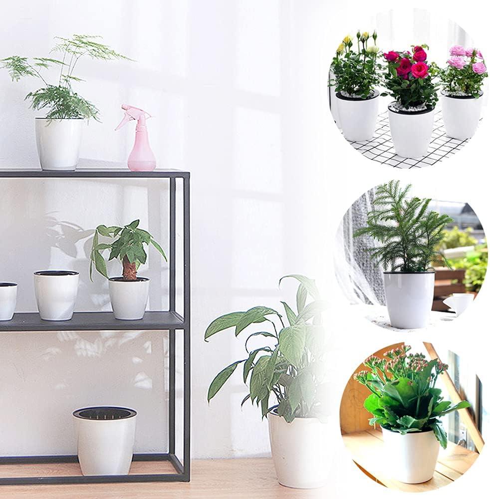 Haawooky 12 PCS Self Watering Plastic Planter,4 Inch Plastic Flower Plant Pot with Inner Pot,Self Watering Planter White Flower Pot for Herbs,Flowers,All House Plants,Succulents