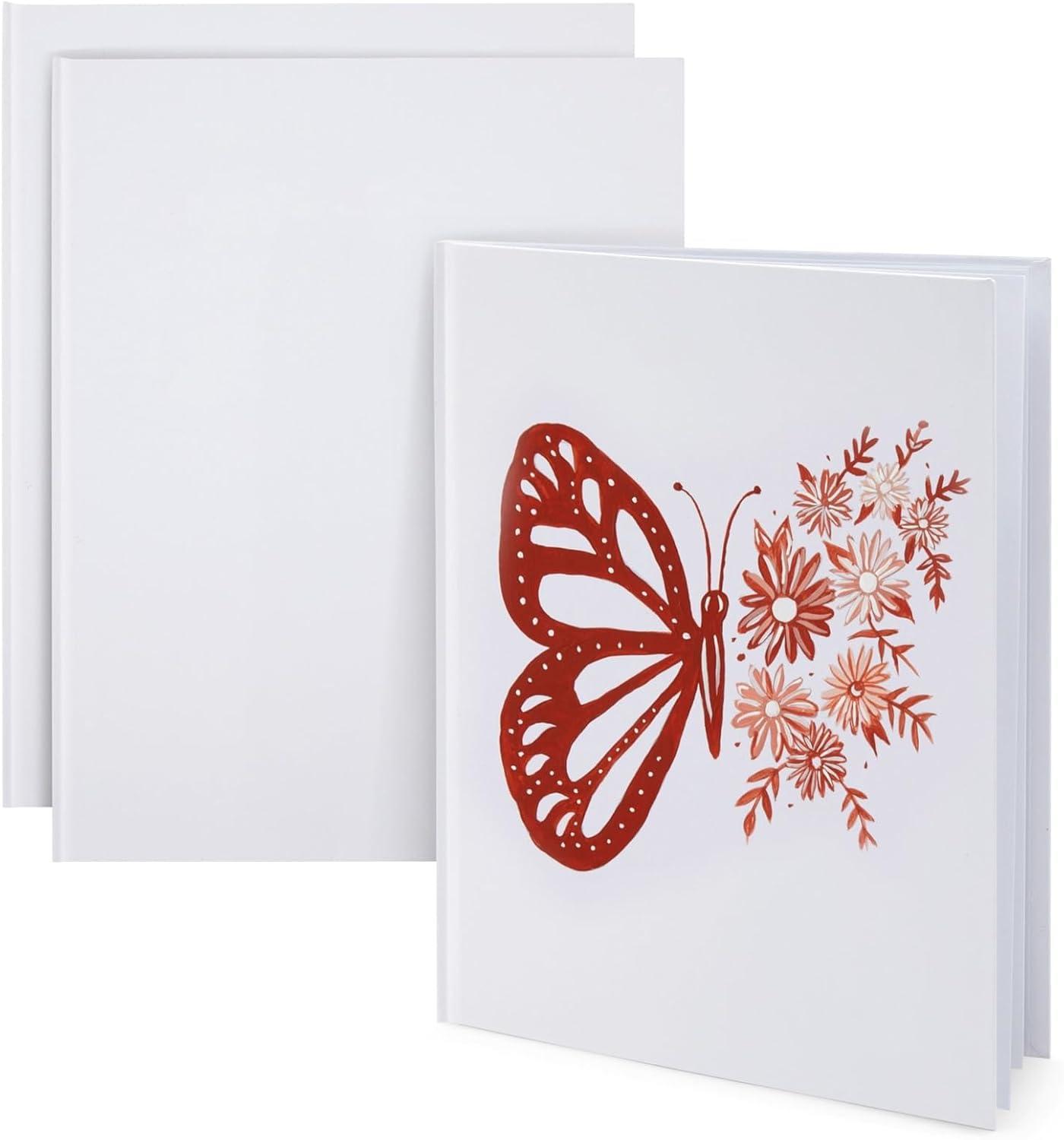 Paper Junkie White Hardcover Blank Books for Kids to Write Stories, 8.5x11 Unlined Journals for Students (36 Pages, 3 Pack)