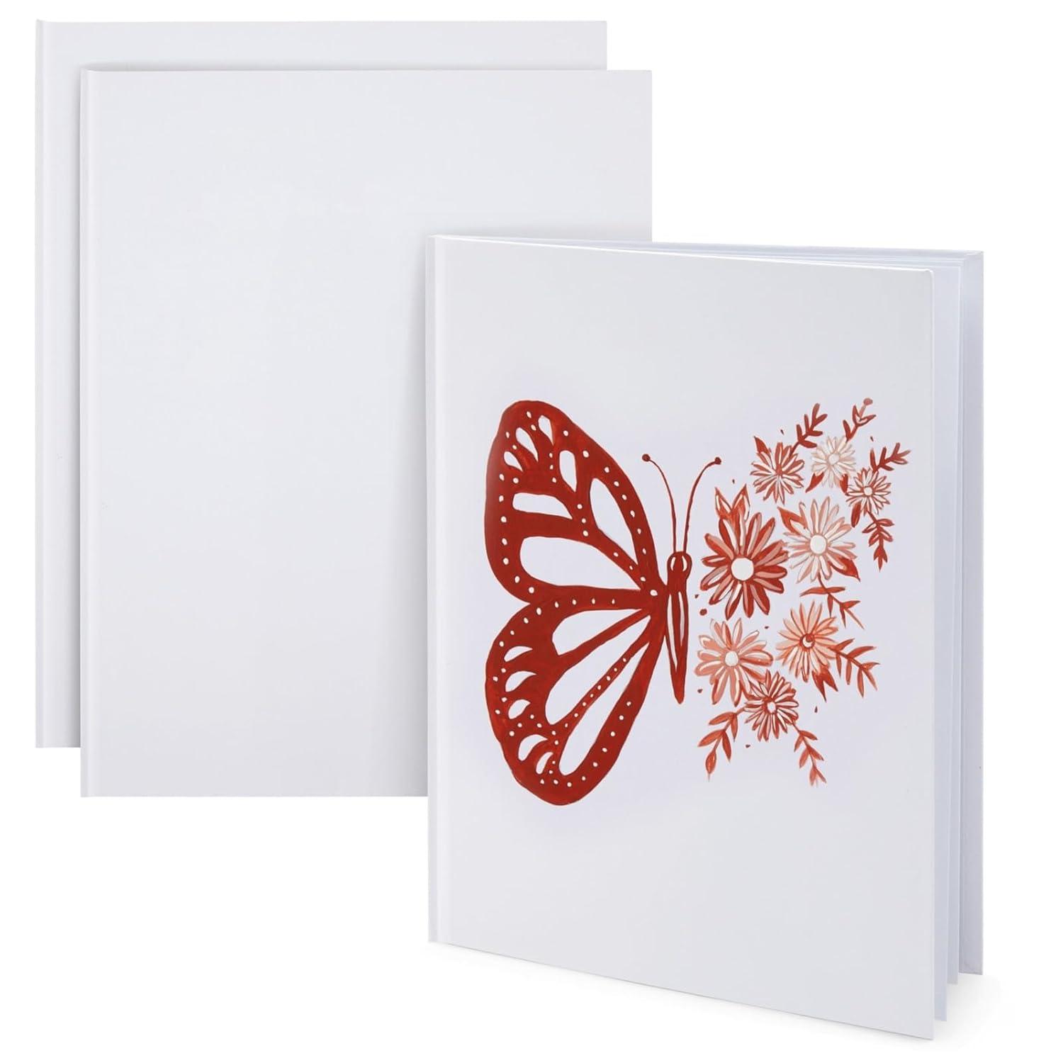 Paper Junkie White Hardcover Blank Books for Kids to Write Stories, 8.5x11 Unlined Journals for Students (36 Pages, 3 Pack)