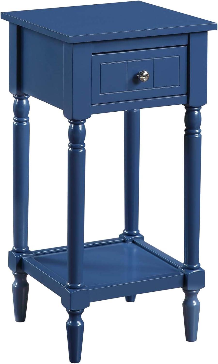 Convenience Concepts French Country Khloe 1 Drawer Accent Table with Shelf, Cobalt Blue