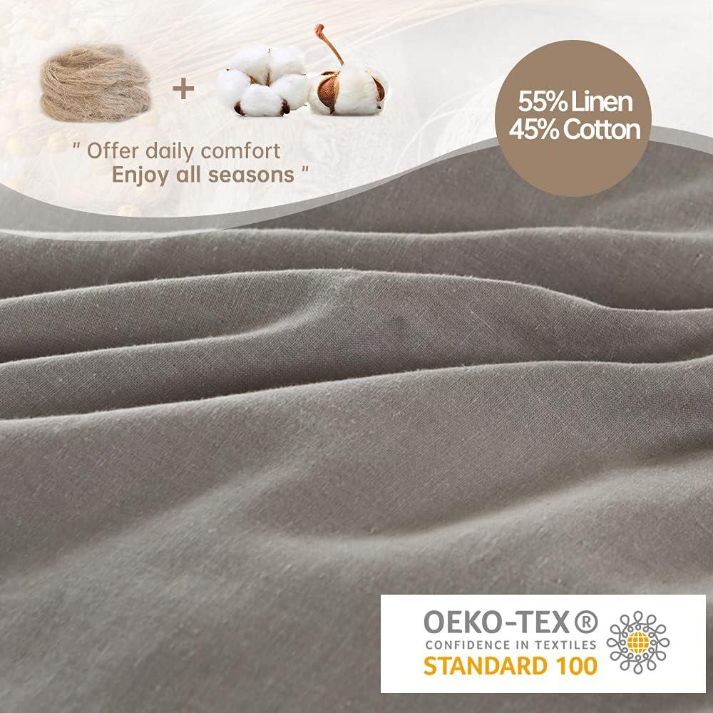 Full/Queen Natural Flax Cotton Blend Duvet Cover Set