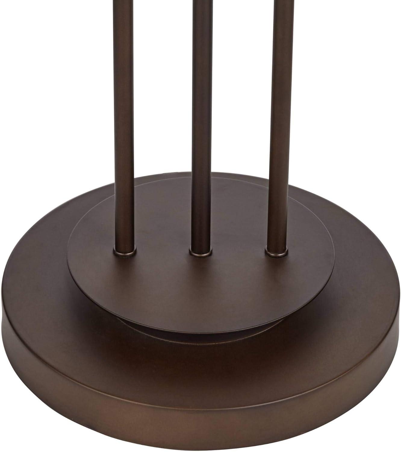 Franklin Iron Works Marlowe Rustic Farmhouse Floor Lamp 60 1/2" Tall Bronze Metal Oster Woven Burlap Fabric Inner Drum Shade for Living Room Bedroom