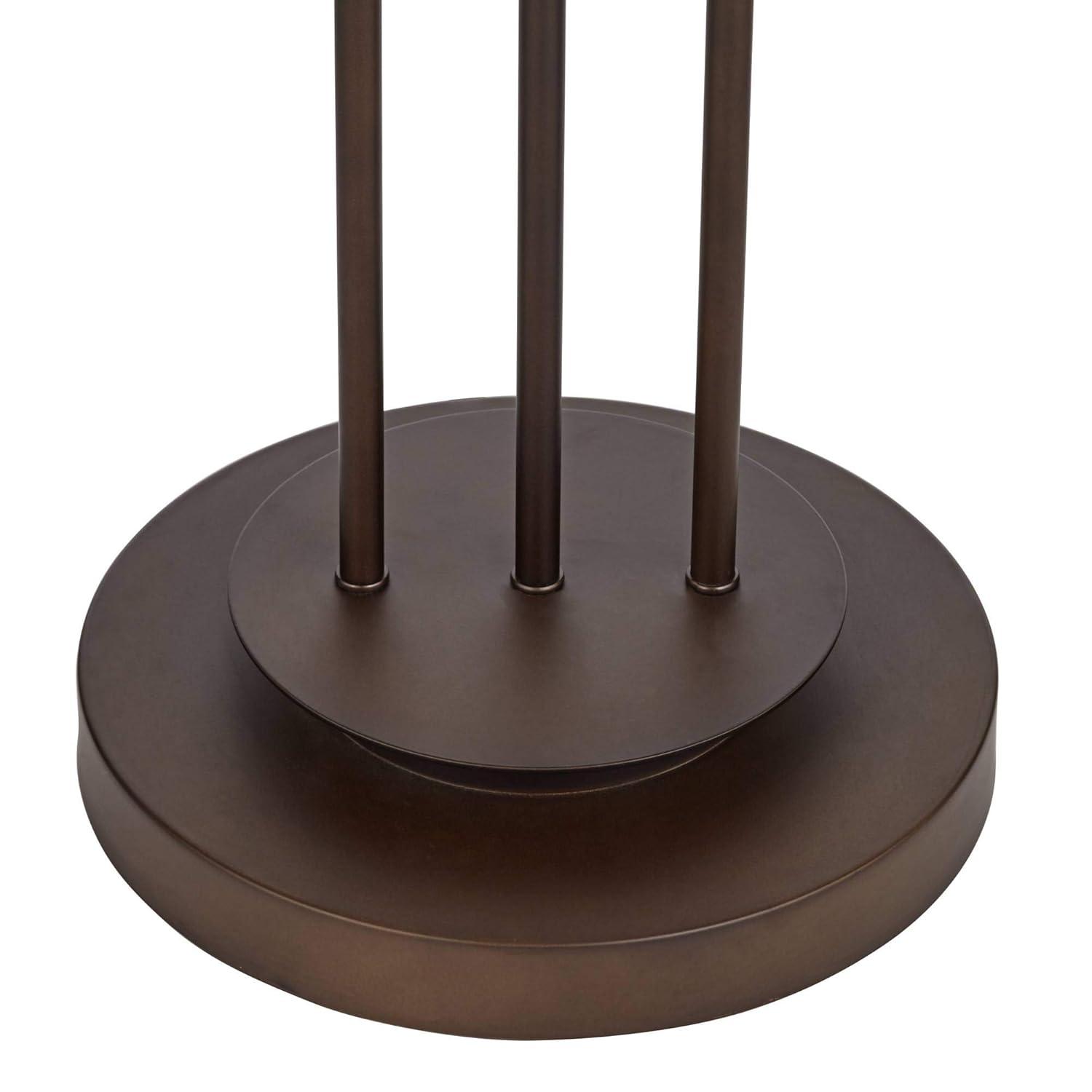 Franklin Iron Works Marlowe Rustic Farmhouse Floor Lamp 60 1/2" Tall Bronze Metal Oster Woven Burlap Fabric Inner Drum Shade for Living Room Bedroom