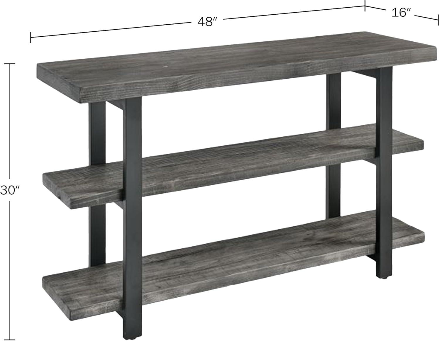 Alaterre Farmhouse Reclaimed Wood Console Table with Shelves, Slate Gray/Black