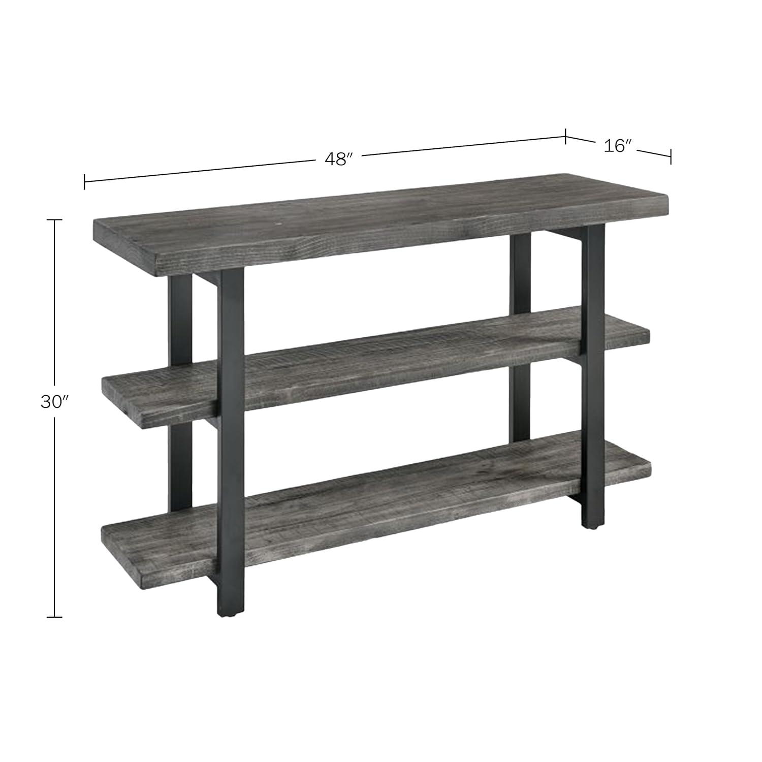 Alaterre Furniture Pomona 48" Industrial Metal and Solid Wood Media/Console Table, Living Room Furniture,  Slate Gray