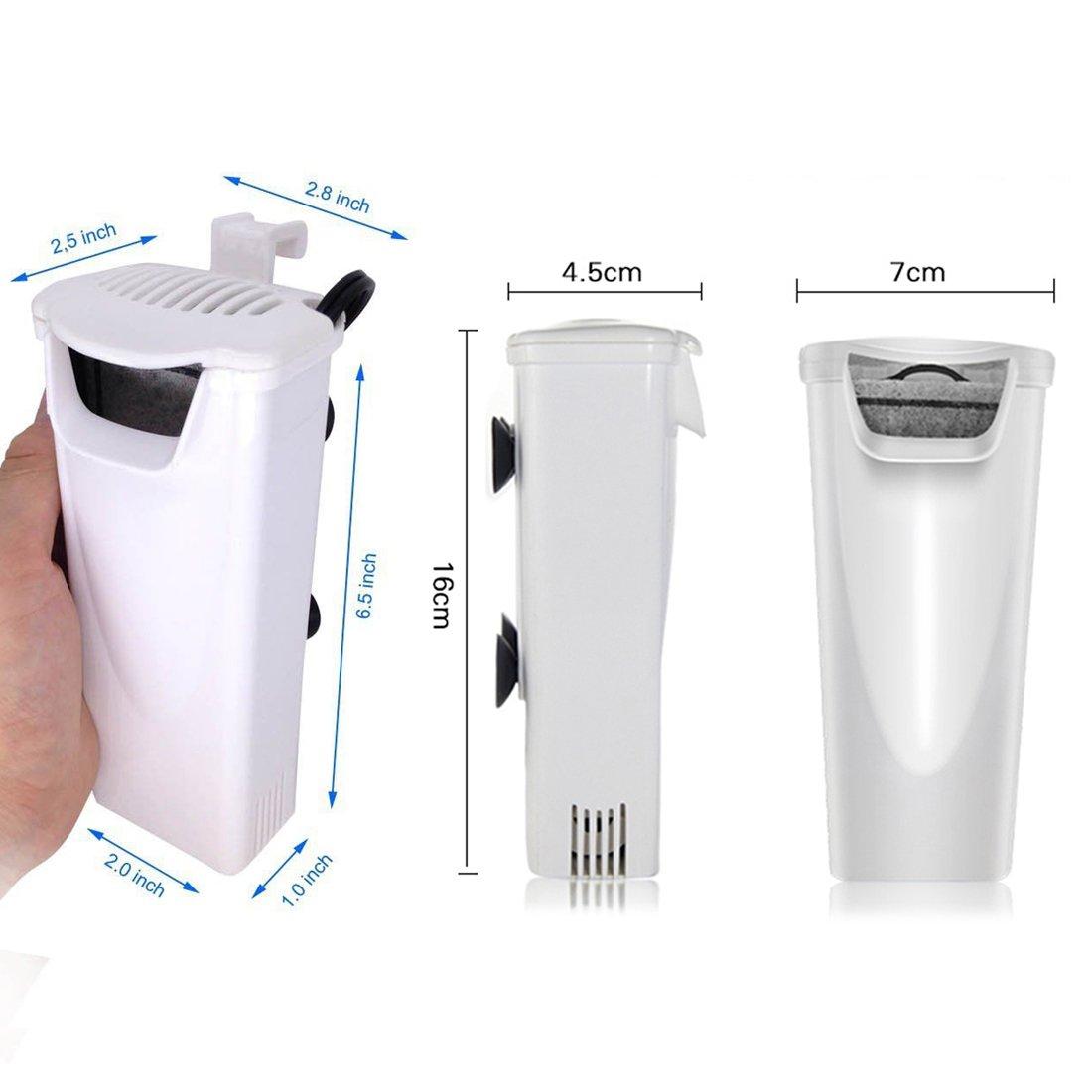 Aquarium Waterfall Filter Reptiles Turtle Filter for small tank 1-15 gallon, Low Level Water Clean Pump Internal Bio Media Water Filtration System for Fish Amphibian Cichlids Frog (Waterfall Filter)