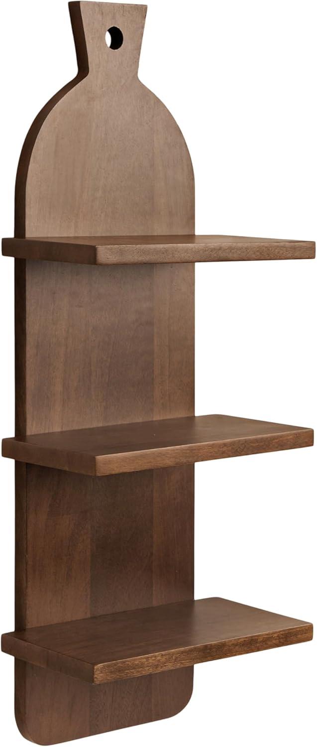 Kate & Laurel All Things Decor 12"x32" 3-Tier Braxton Modern Farmhouse Wall Shelves Natural Brown: Transitional Style, Plastic Frame