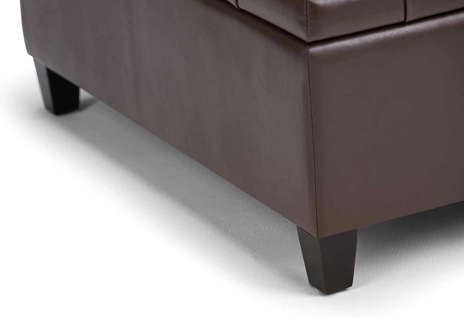 Chocolate Brown Tufted Faux Leather Cocktail Ottoman with Storage