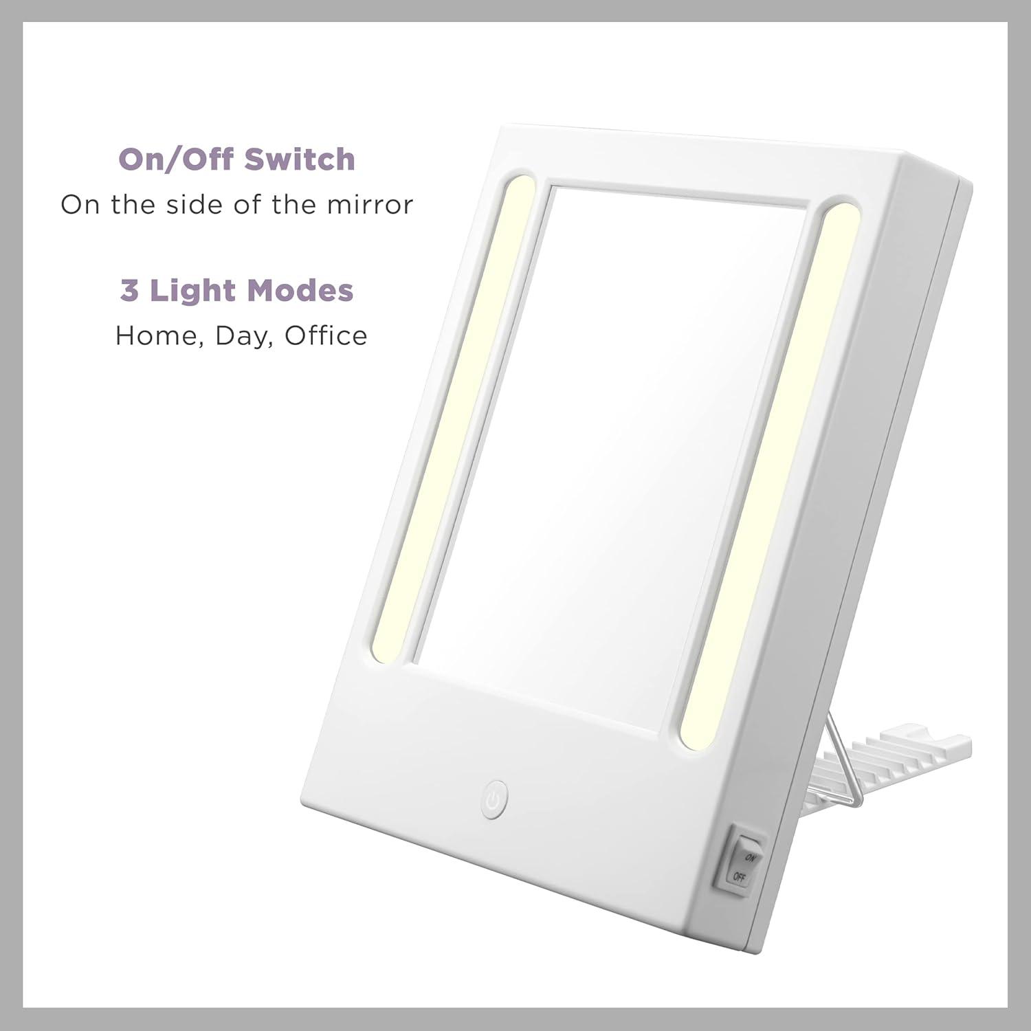 Conair LED Lighted Vanity Makeup Mirror With 5x Spot Magnification, Free Standing White Finish BE200W