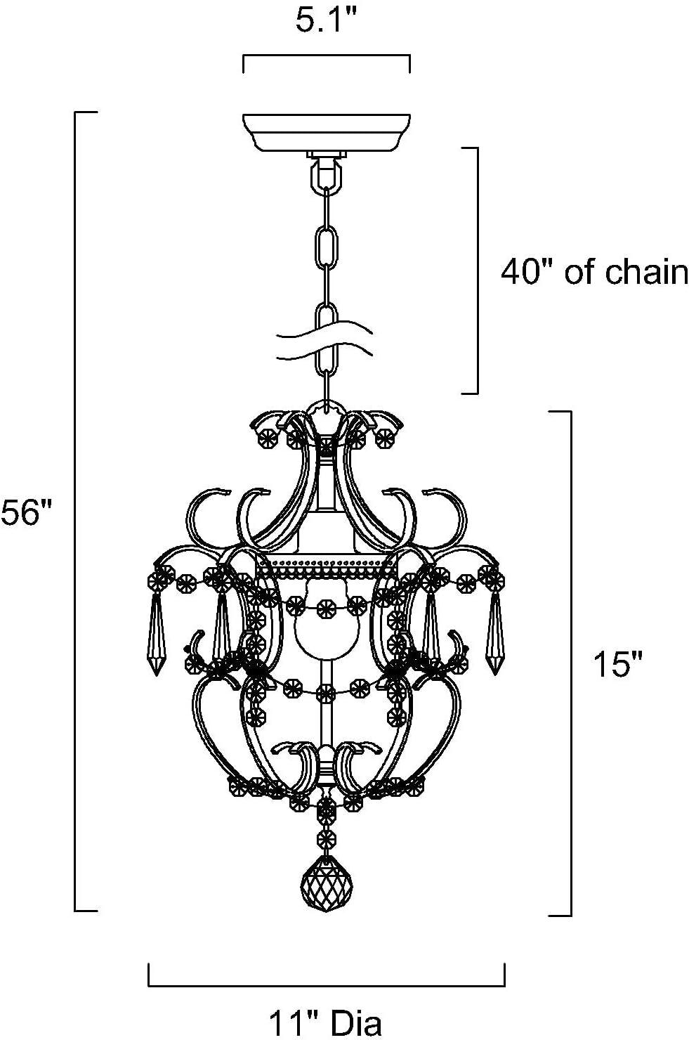 Amorette 1-Light Chrome Mini Glam Chandelier with Clear Glass Hanging Crystals