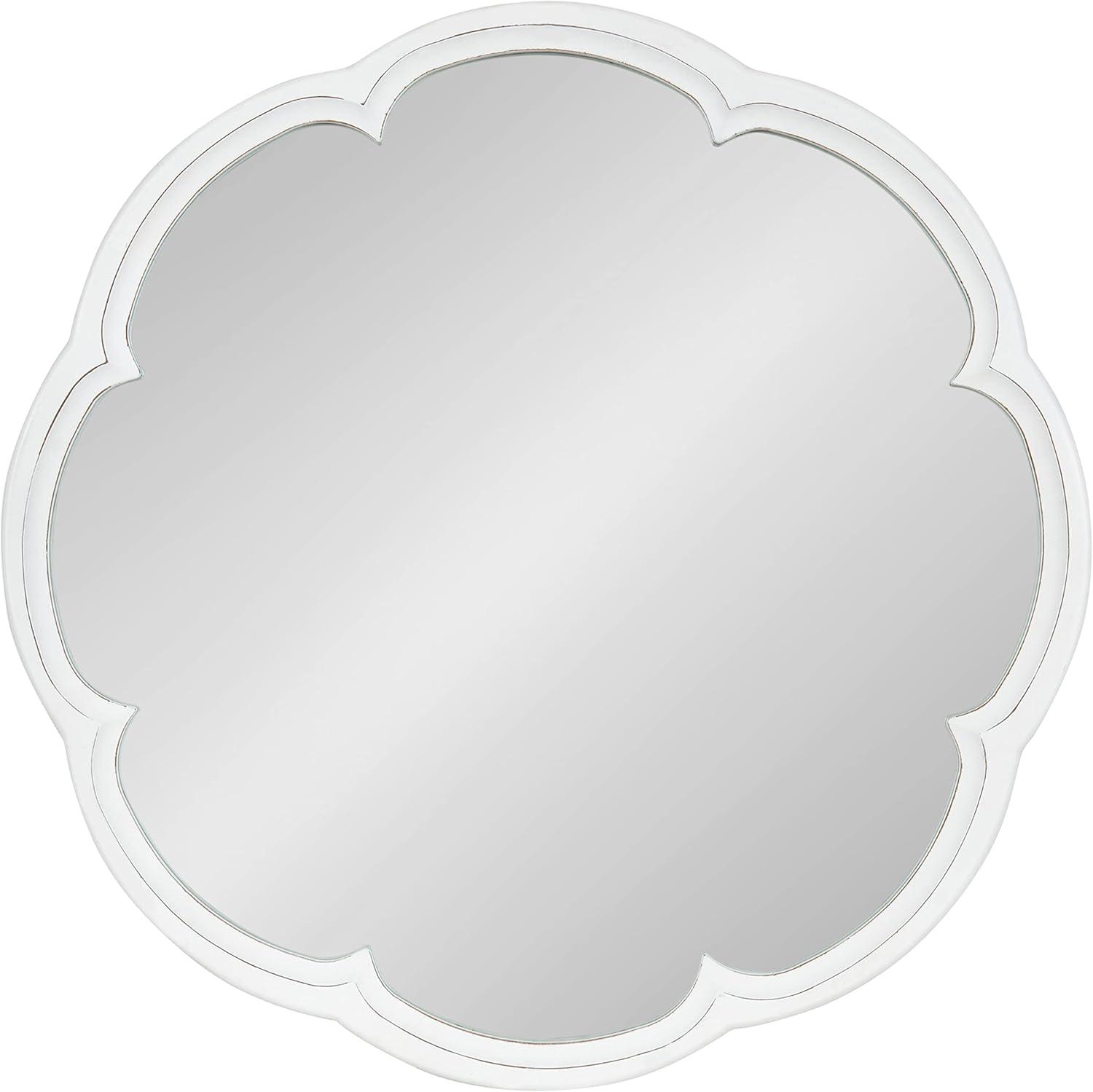 Kate and Laurel Maren Scalloped Wall Mirror, 26" Diameter, White