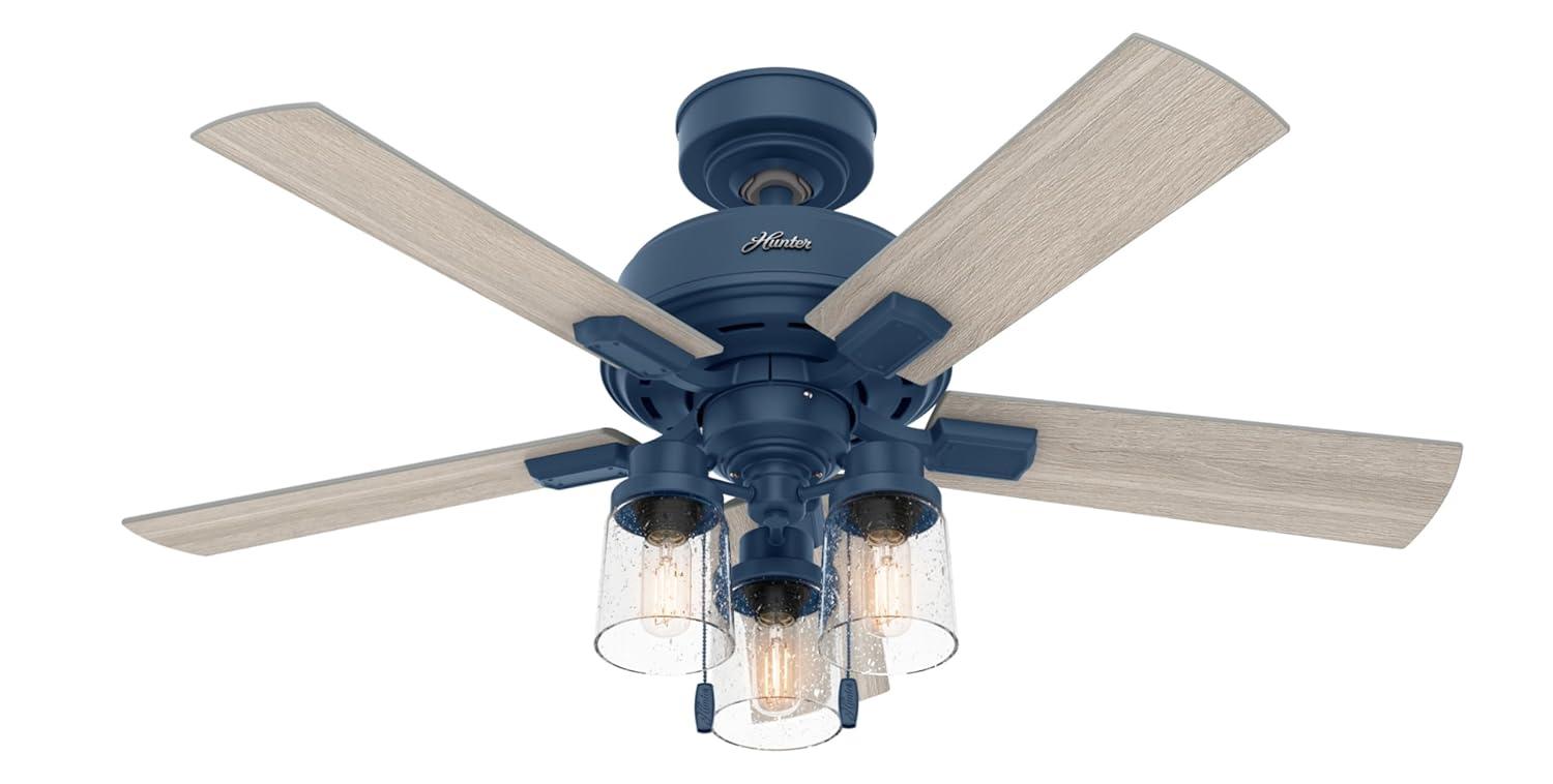 44" Hartland 5 - Blade Modern Farmhouse Indoor Ceiling Fan with Lights and Pull Chains