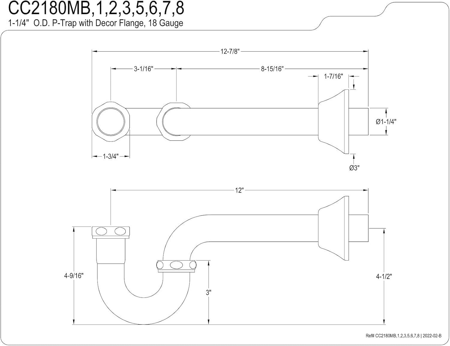 Satin Nickel 1-1/4 Inch Decorative Brass P-Trap