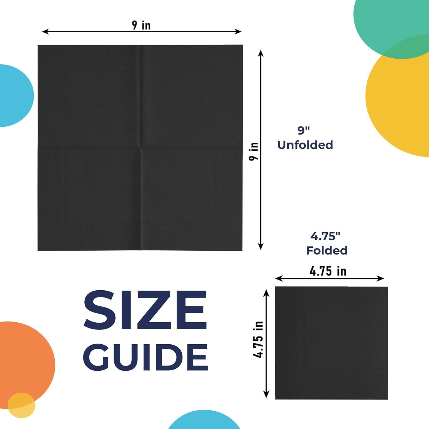 Black Party Napkins | Black Drink Napkins | Black Beverage Napkins - 5in. x 5in. Folded - 2 Ply - 50 Pieces/Pkg. (fdp95302)