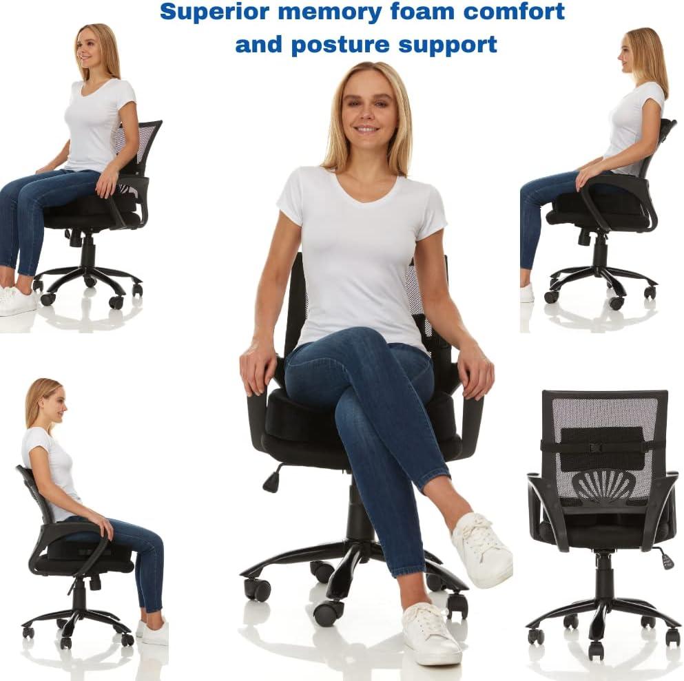 FOMI Extra Thick Coccyx Seat Cushion and Back Support Combo