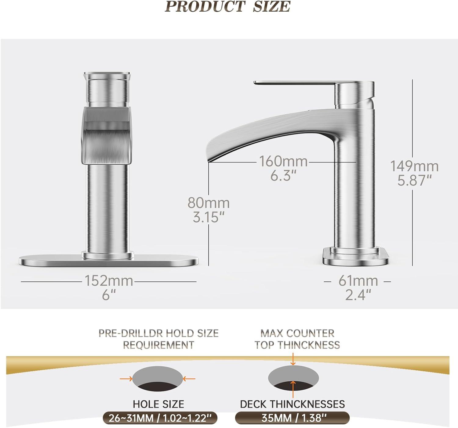 Single-Hole Single-handle Bathroom Faucet with Drain Assembly