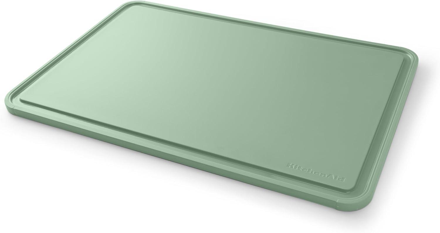 KitchenAid 12x18 Poly Cutting Board, Perimeter Trench, Non Slip Edges, Dishwasher Safe Pistachio