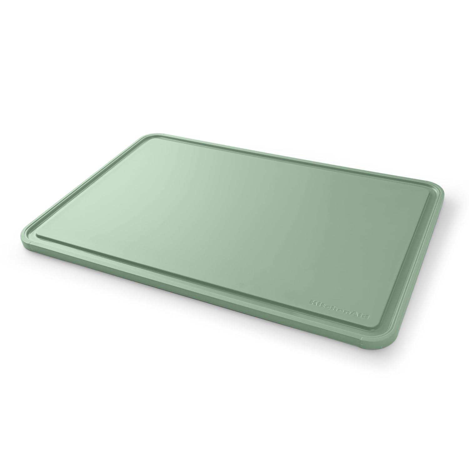 KitchenAid 12x18 Poly Cutting Board, Perimeter Trench, Non Slip Edges, Dishwasher Safe Pistachio