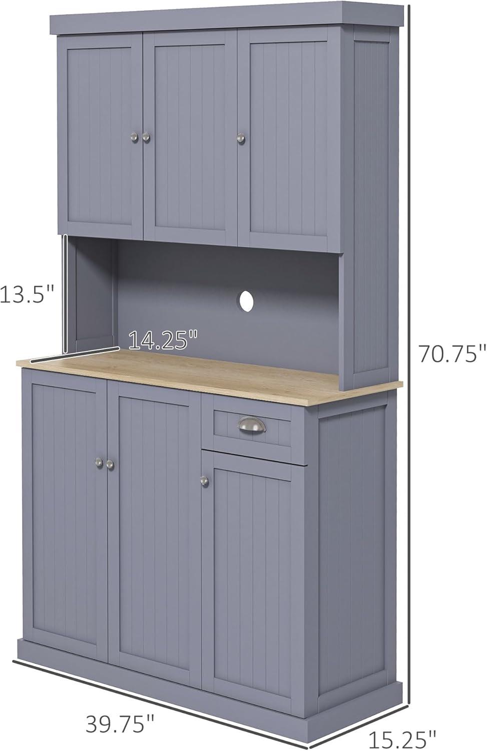 Lark Manor™ 71" Buffet With Hutch, Modern Farmhouse Kitchen Pantry Storage Cabinet With Microwave Oven Countertop, Drawer, And Cupboard, Black