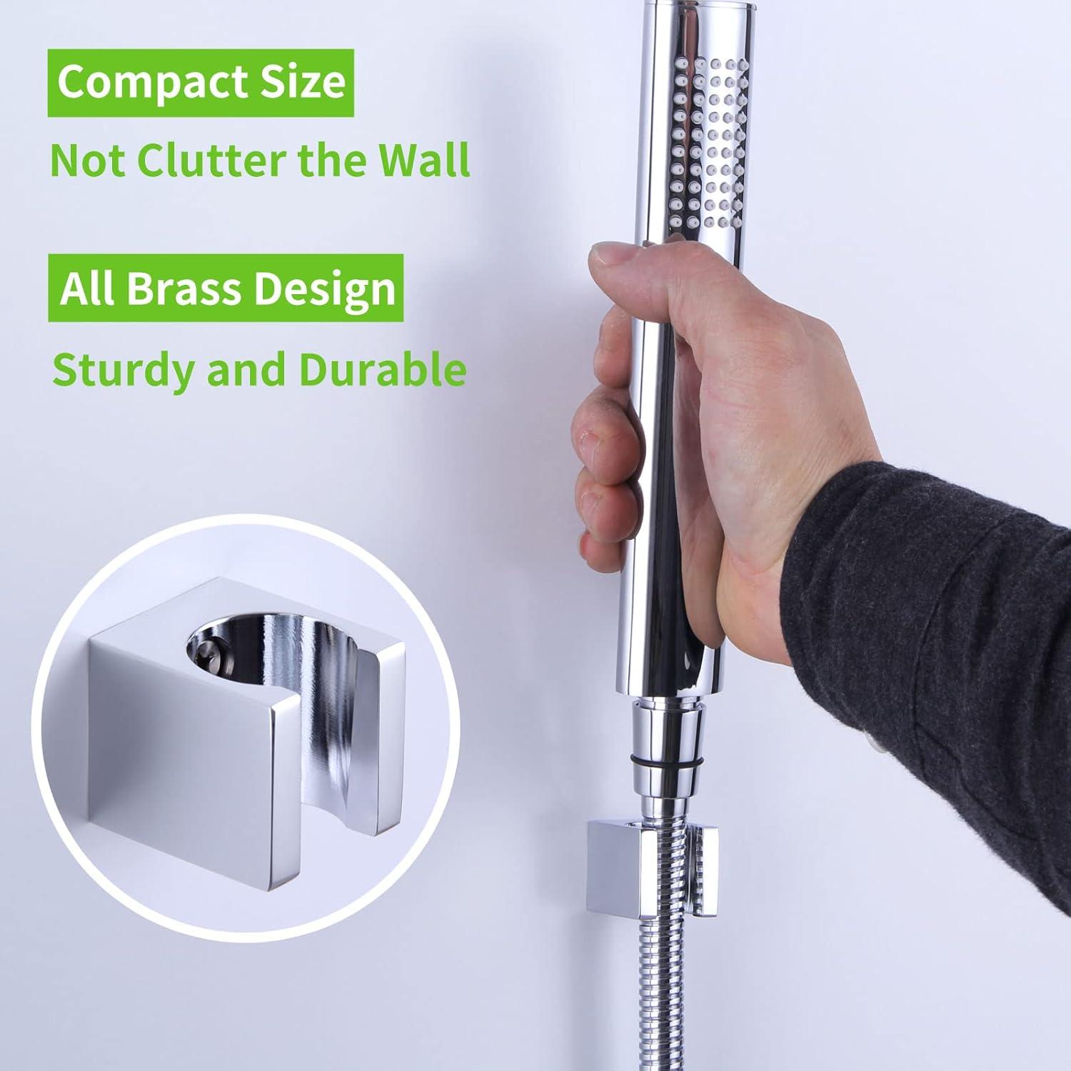 Handheld Shower Head Holder, Angle Simple Brass Shower Handle Holder, Bidet Sprayer Holder, Shower Head Bracket, Hand Held Shower Wand Holder, Shower Arm Holder Wall Mount, Chrome