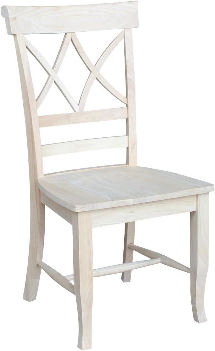 Set of Two White Wood Lattice Dining Chairs