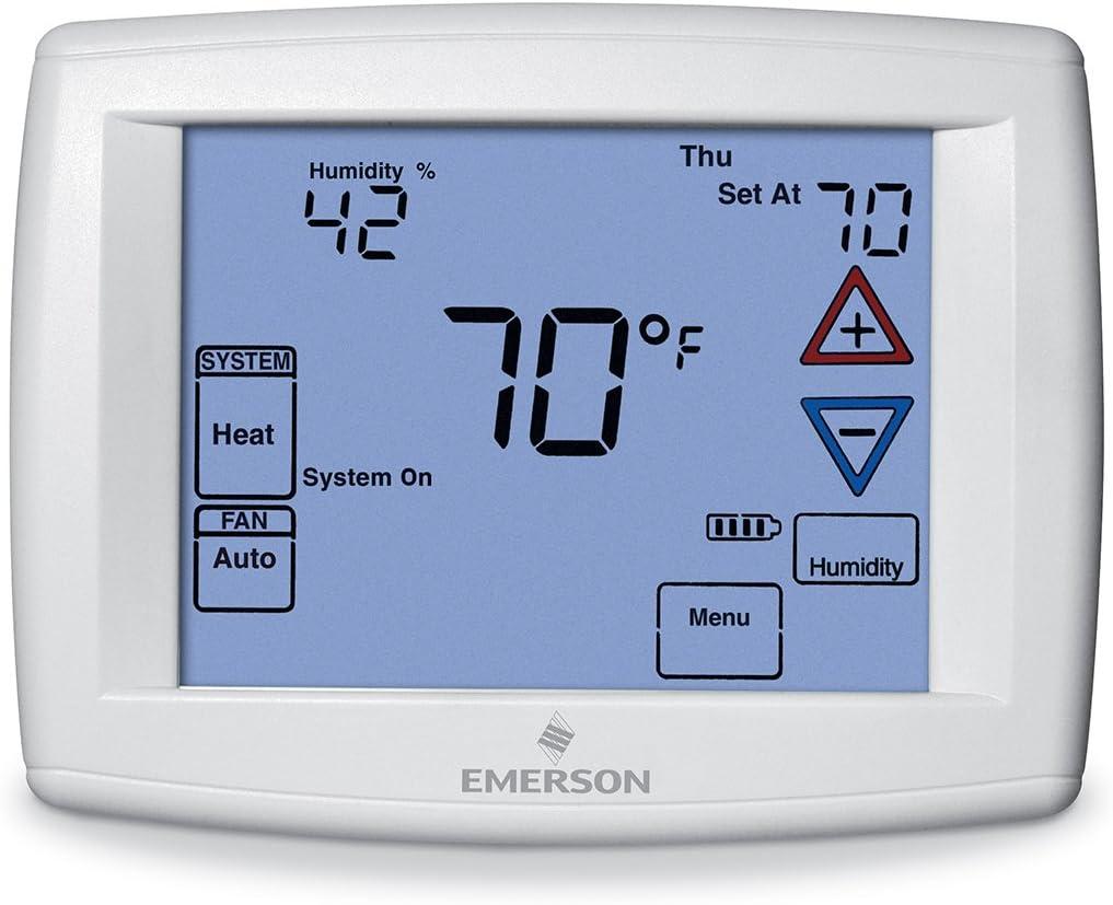 White Digital Programmable Touchscreen Thermostat with Humidity Control