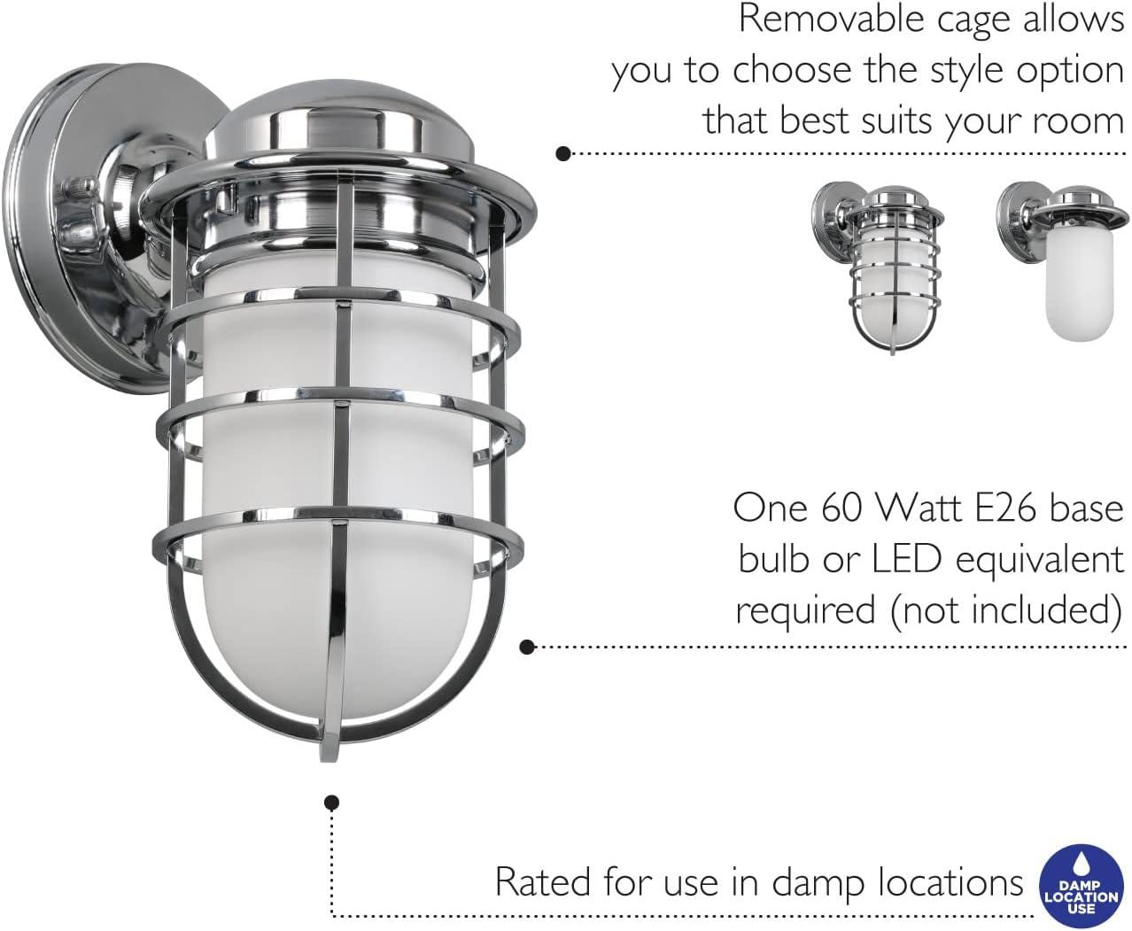 Polished Chrome Industrial Jelly Jar Wall Sconce