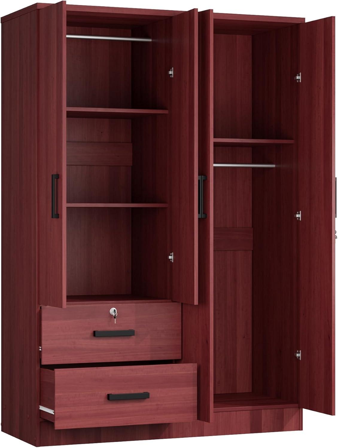 Better Home Products Luna Modern Wood 4 Doors 2 Drawers Armoire in White