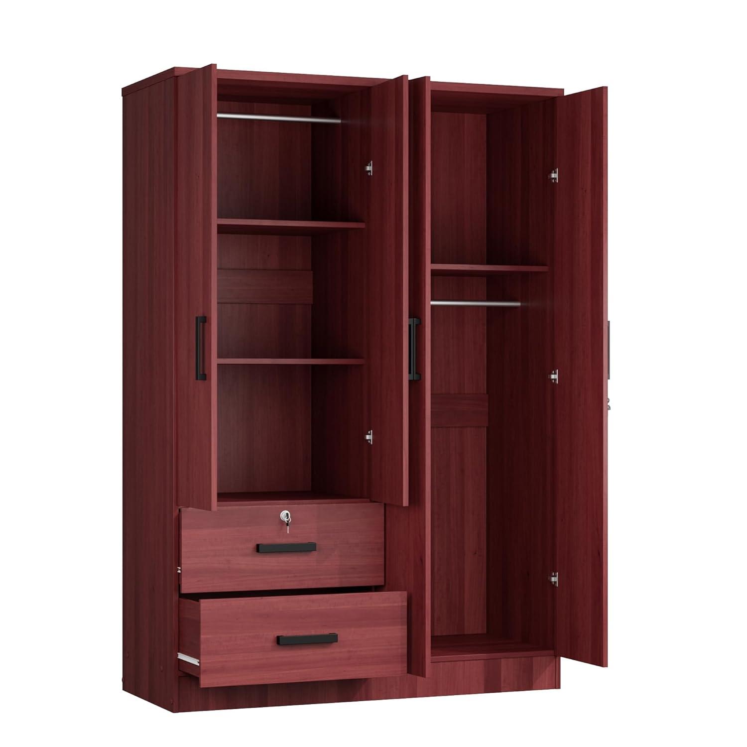 Better Home Products Luna Modern Wood 4 Doors 2 Drawers Armoire in White