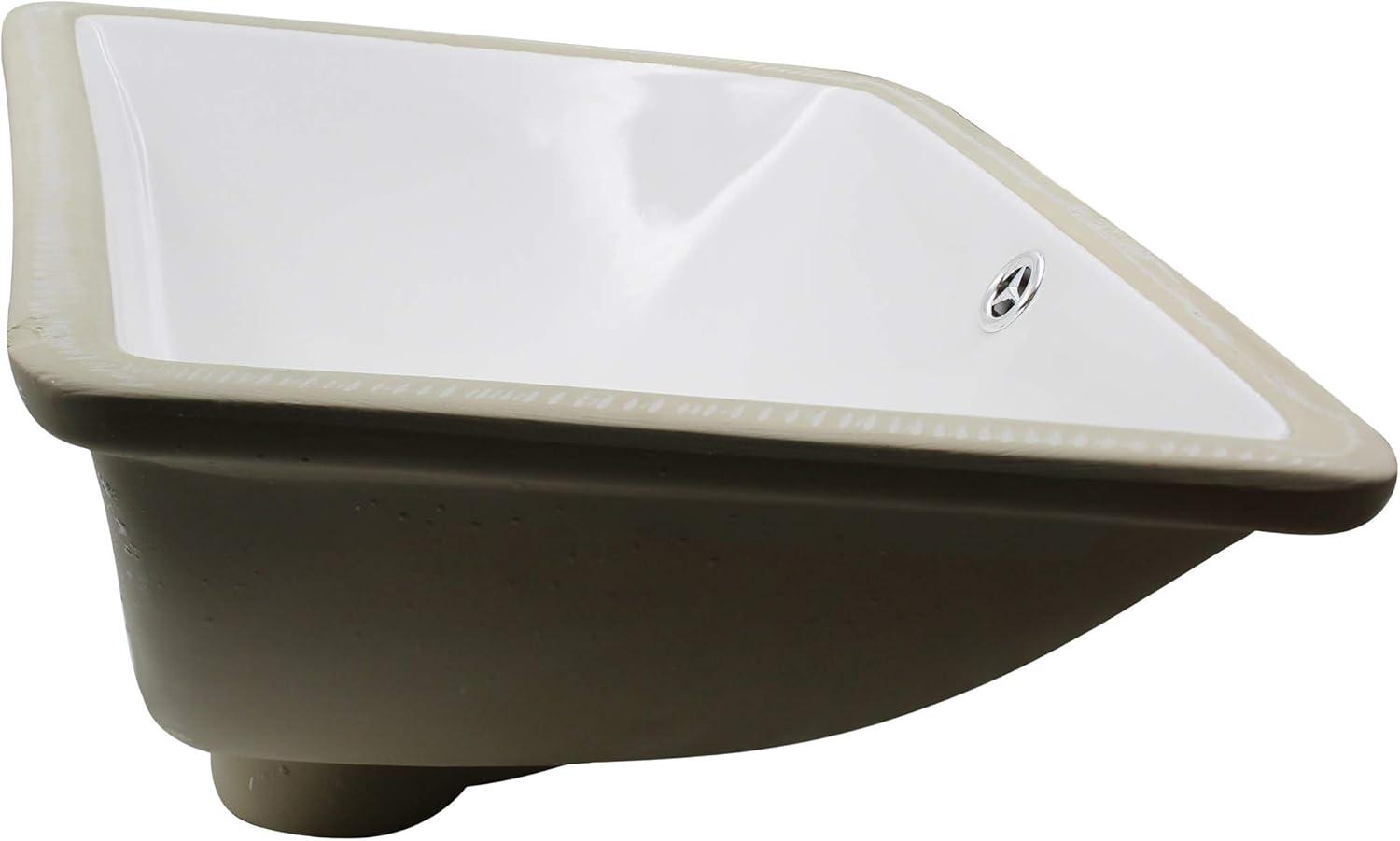 Novatto NP-U193902 Novatto 18.25'' White Porcelain Rectangular Bathroom Sink with Overflow