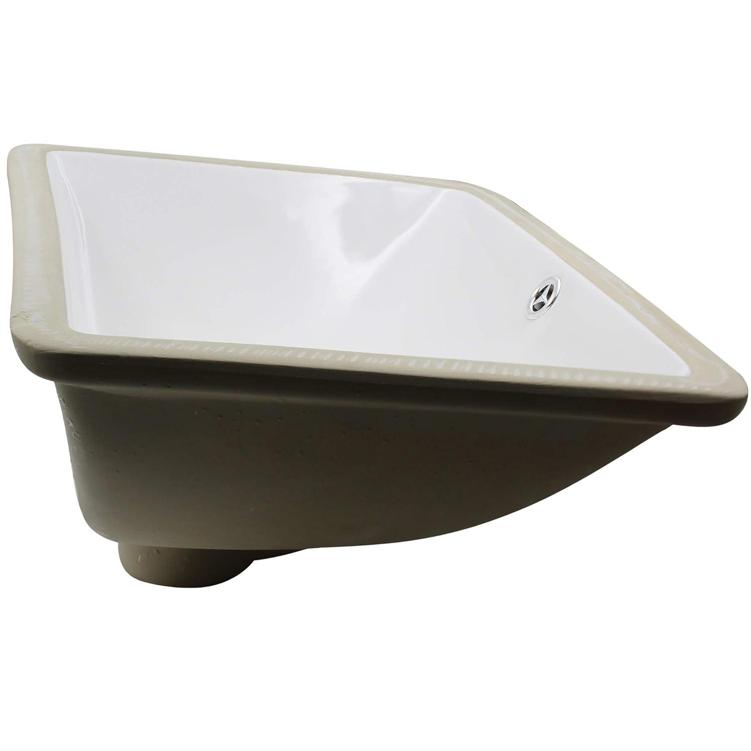 Novatto NP-U193902 Novatto 18.25'' White Porcelain Rectangular Bathroom Sink with Overflow