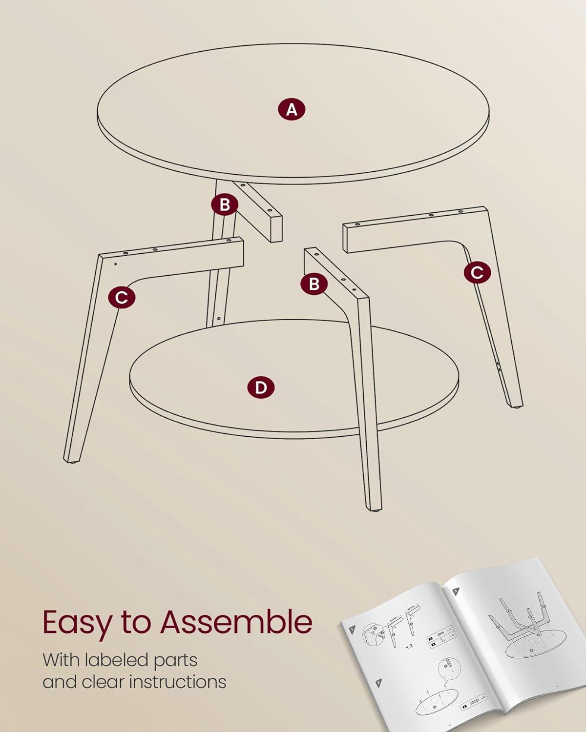 Coffee Table, 2 Tier Coffee Table with Storage, for Living Room, 31.5 x 17.7 Inches, Easy to Assemble, Honey Brown ULCT243K41