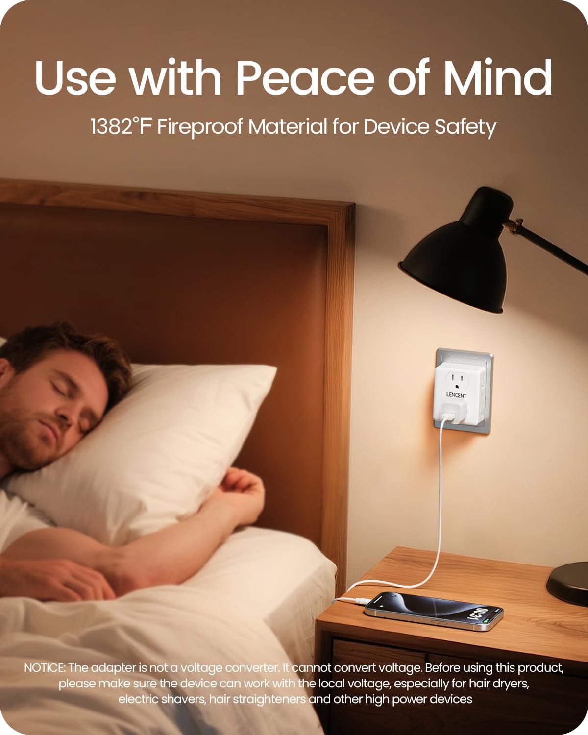 LENCENT Multi Wall Plug Outlet Extender,2 to 3 Prong Outlet Adapter 2 Pack,6 Way outlet Multiple Plugs Outlets Splitter,3-Sided Power Strip,Non-Grounded for Home Office Wall Tap Electrical Outlet