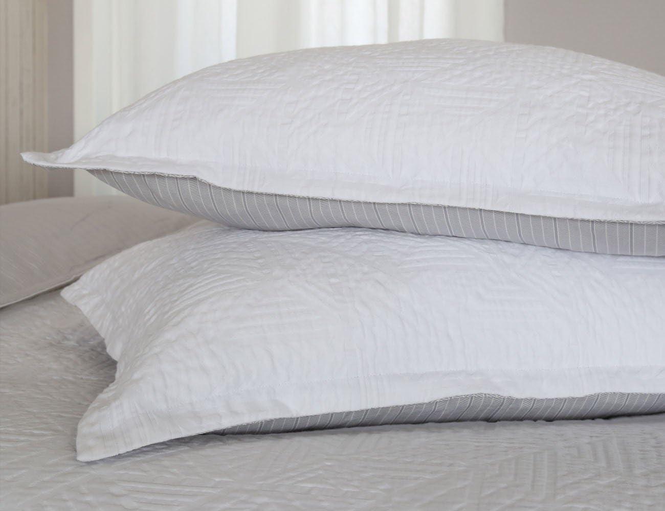 Washed Cotton Jacquard Reversible 3 Piece White Duvet Cover Set