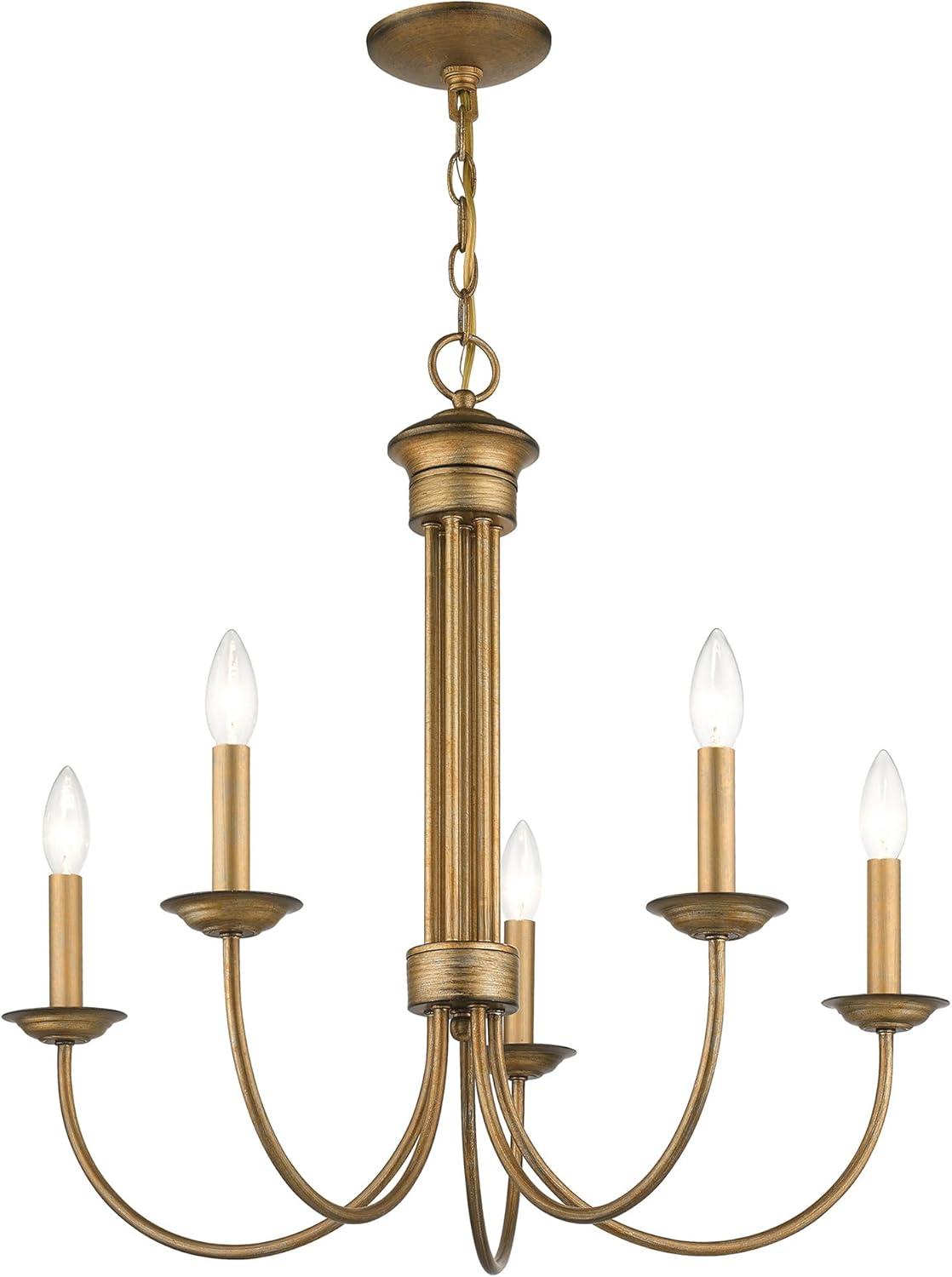 Estate Bronze 5-Light Classical Chandelier with Candelabra Base