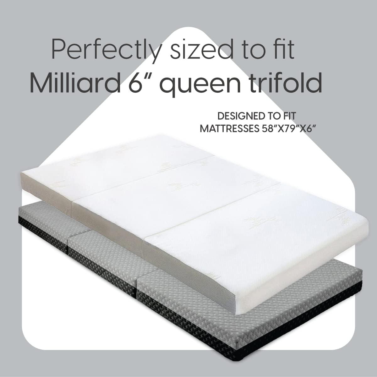 Fitted Sheet for The Milliard Trifold Mattress, Super Soft and Cozy Washable Grey Sheet (Queen, 6")