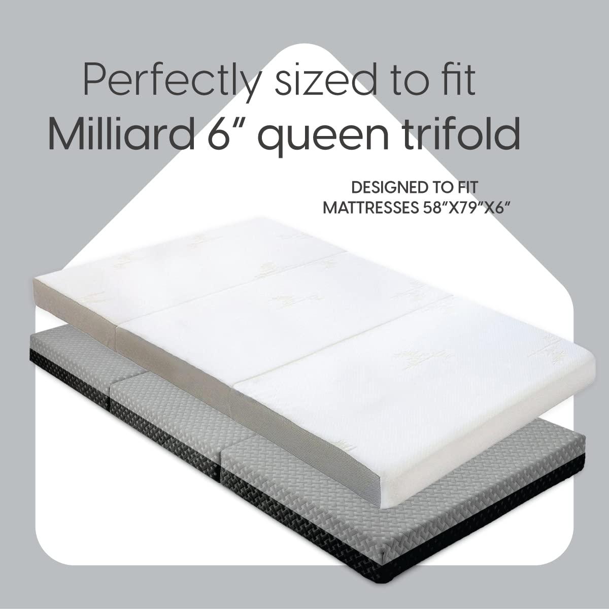 Fitted Sheet for The Milliard Trifold Mattress, Super Soft and Cozy Washable Grey Sheet (Queen, 6")