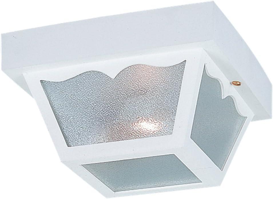 White Textured Glass Outdoor Ceiling Light Fixture