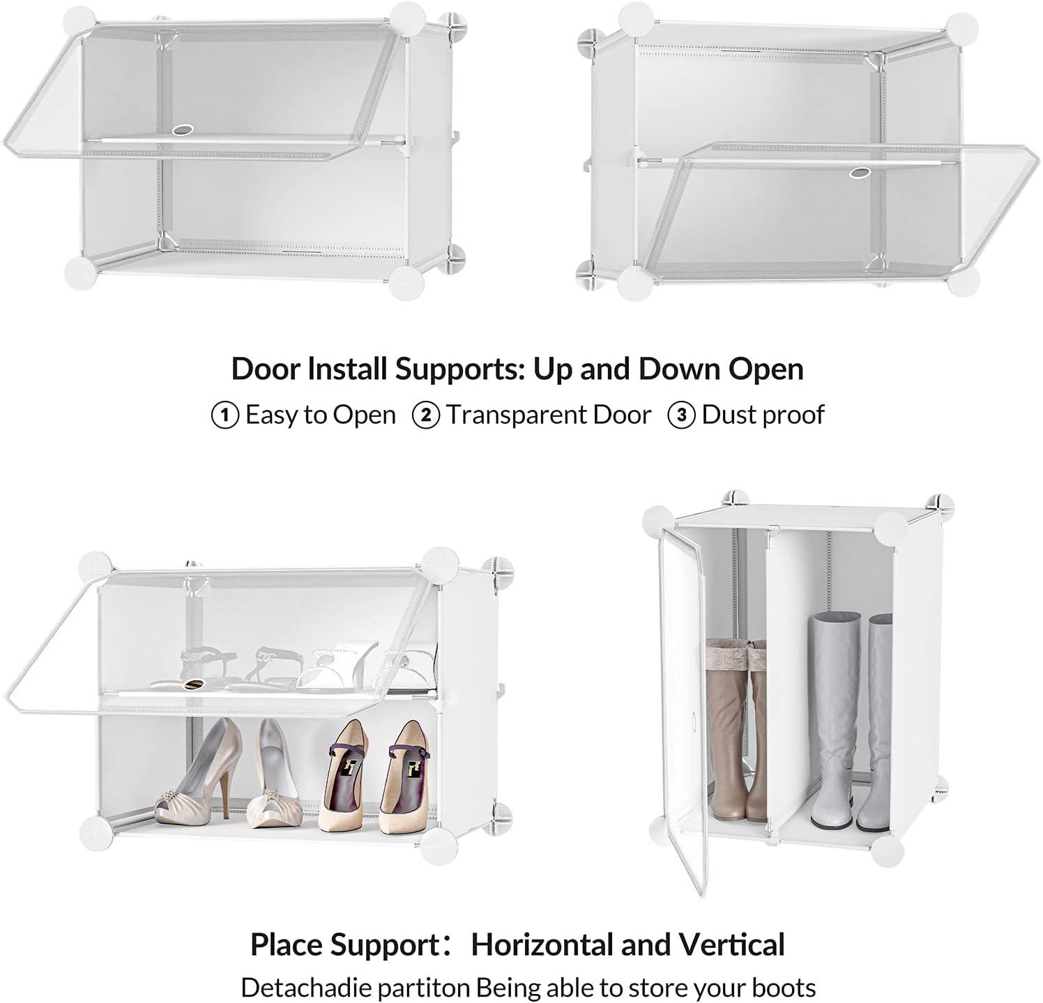 White 16-Tier Plastic and Metal DIY Shoe Rack