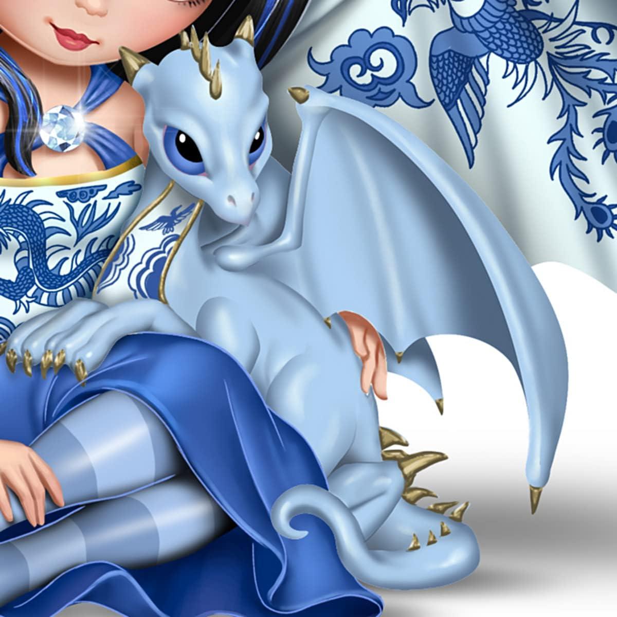The Hamilton Collection Perfect Romance Blue Willow China-Inspired Fairy Figurine by Jasmine Becket-Griffith 4-inches