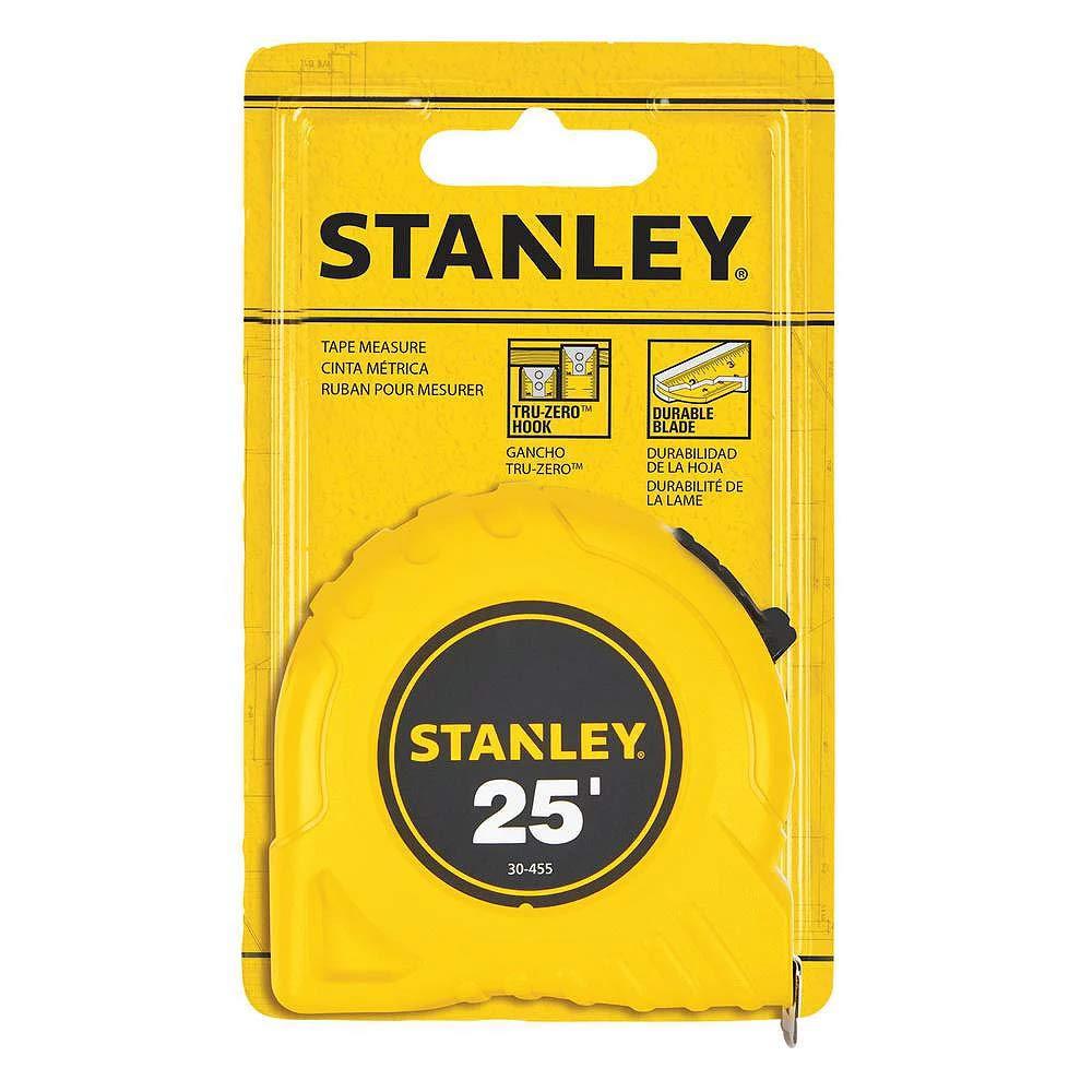 Stanley Bostitch Power Return Tape Measure, Plastic Case, 1" x 25ft, Yellow